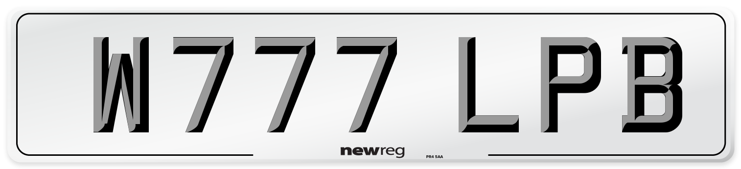 W777 LPB Number Plate from New Reg